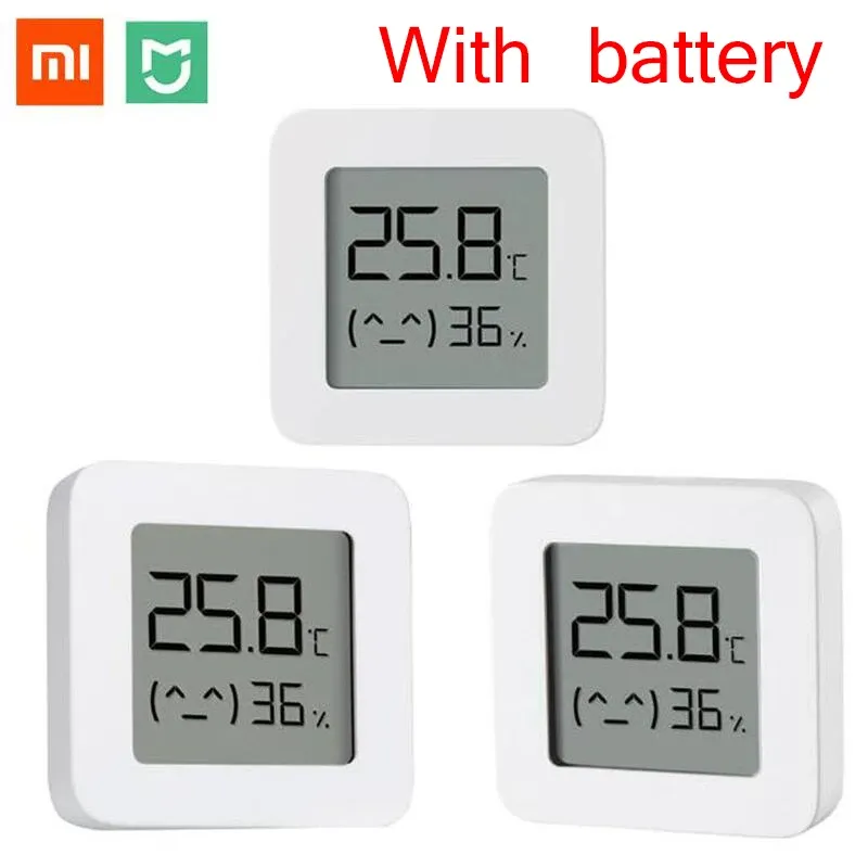 Kontroll Xiaomi Bluetooth Digital Thermometer 2 LCD -skärm Digital fuktmätare Trådlös smart temperaturfuktighet Sensor med batteri