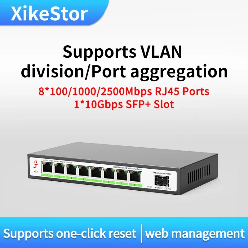 Переключатели 2,5 Г Переключателя 100/1000/2500 Мбит/С RJ45 8 Ports 10 ...