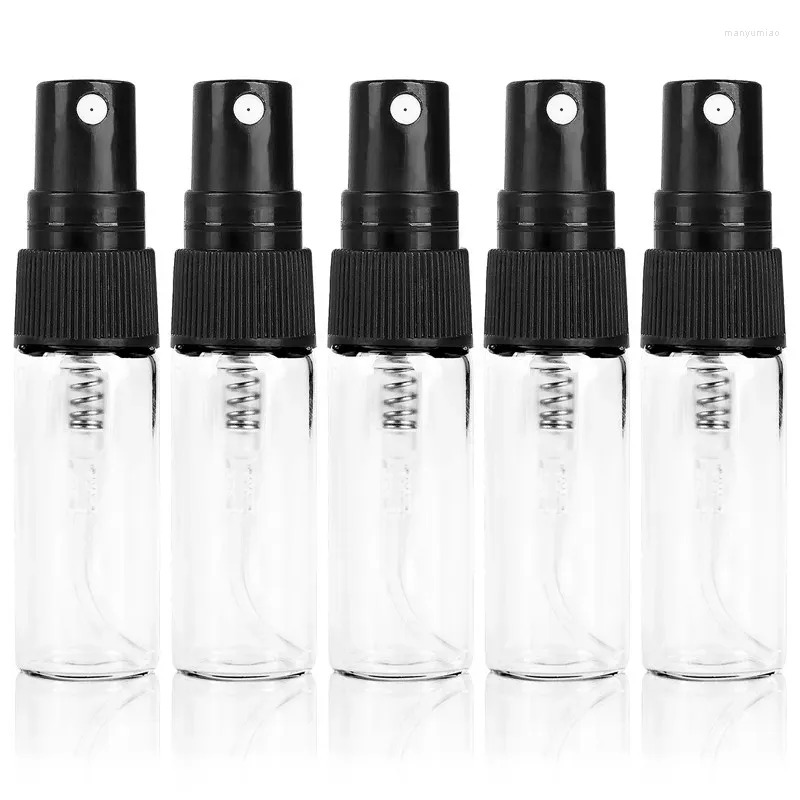 Garrafas de armazenamento 5pc 2/3/5/10ml Reabilitável Bomba Pressione Óleos de vidro de vidro odores de armador líquido Perfume Atomizador Viagem