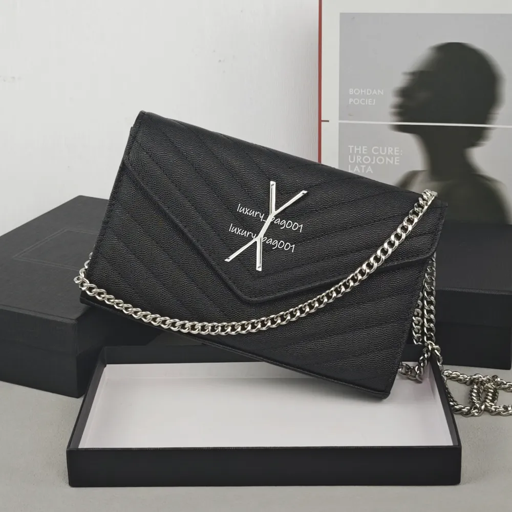 Designer Bag Envelope Bag With Box Luxury Shoulder Bag Women Wallet Classic Black Envelope Bag Crossbody Bag Mini Purses Designer Leather Bags Size
