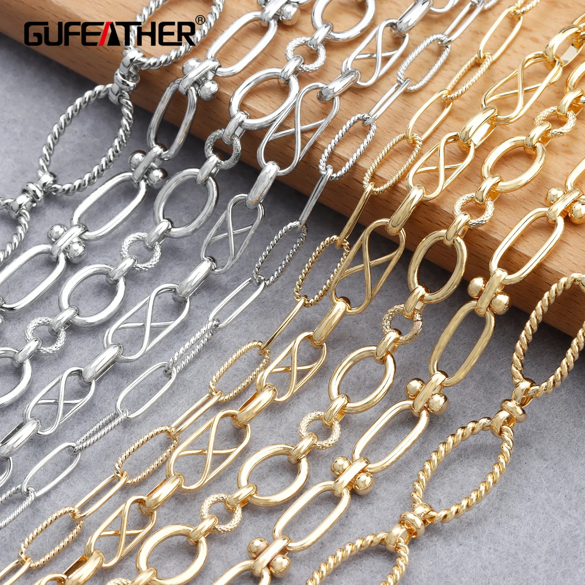 Strands GUFEATHER C169,diy chain,pass REACH,nickel free,18k gold rhodium plated,copper,charm,diy bracelet necklace,jewelry making,1m/lot