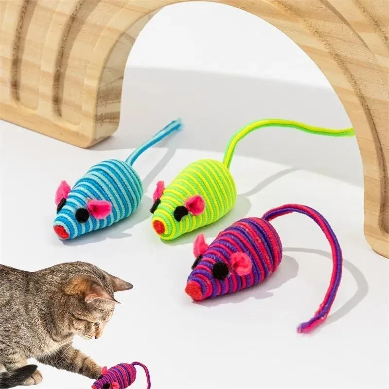 Toys Cat Toy Colorful Winding Mice Interactive Catch Play Teaser Mouse Toy for Cats and Kittens Pet Supplies