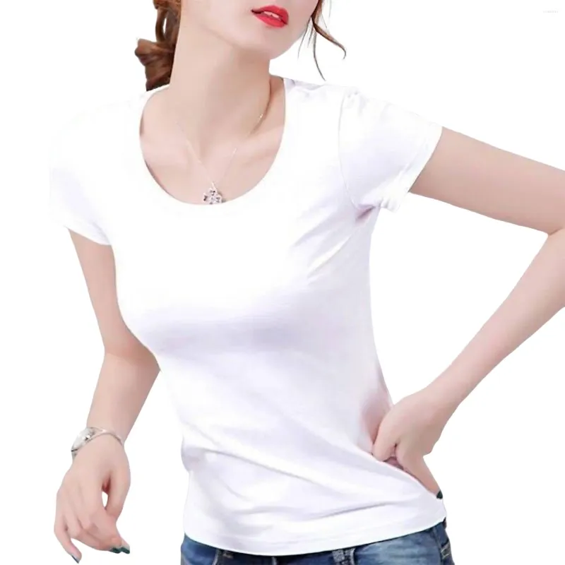 Women's T Shirts Women Casual Tee BodyCon Topps Solid Color Bekväm att bära Top Eting Interview Party Party