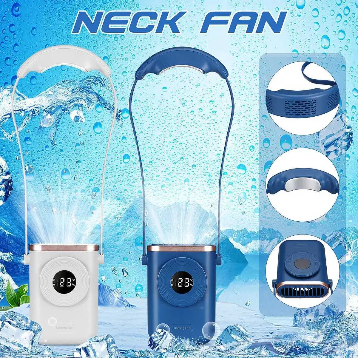 Portable Air Coolers Mini portable neck fan with cooling radio fan rechargeable USB fan air conditioning Y240422