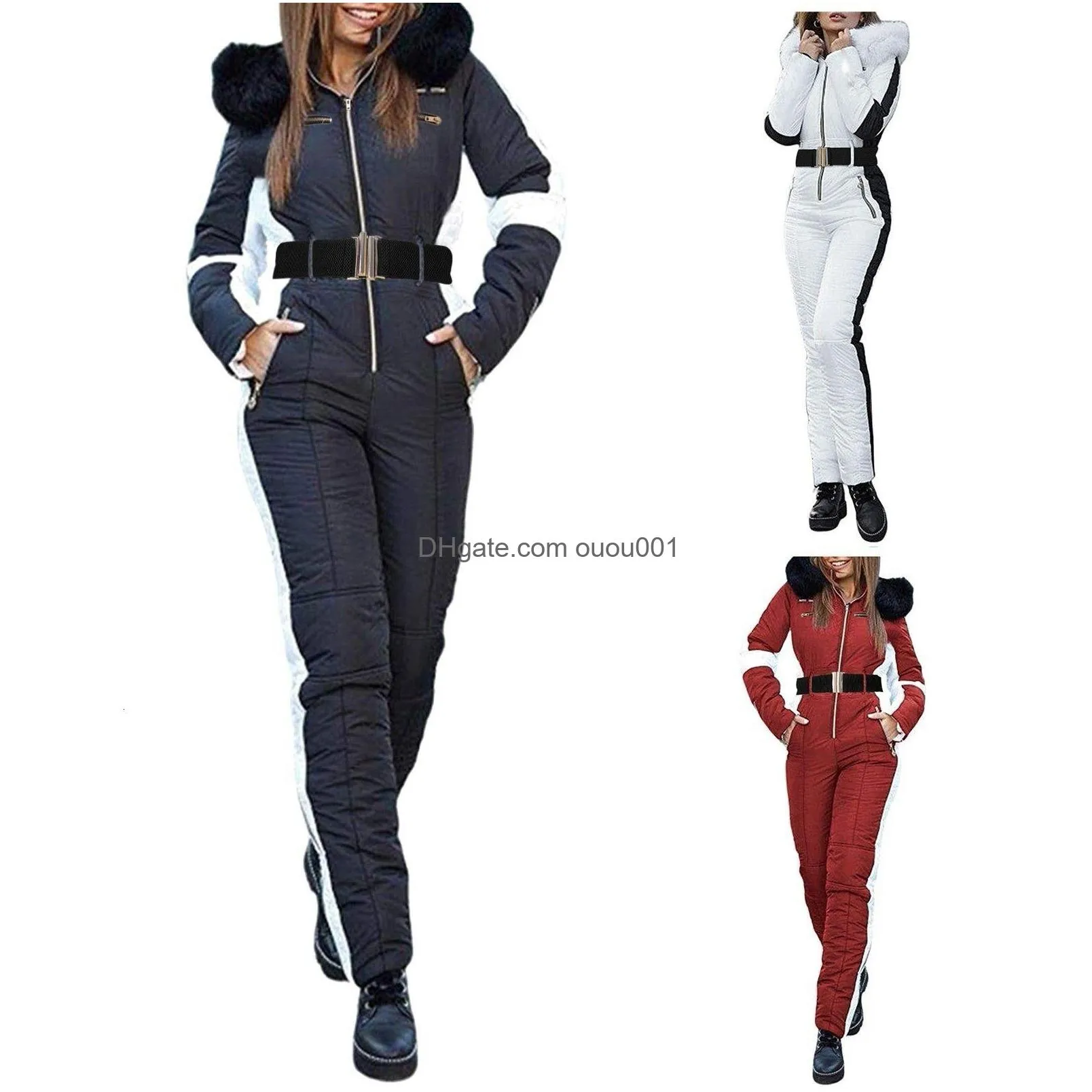 Stii di sci da donna Suite da donna inverno sport all'aperto tusa calda impermeabile con costume da sci con cerniera rimovibile Delivery Delivery Dhu2v