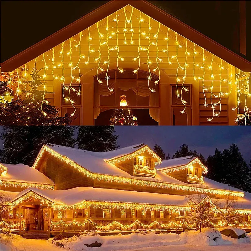 LEDライトクリスマスライトウォーターフォール屋外装飾5m Droop0406mカーテンストリングライトパーティーガーデンイーブ装飾240409