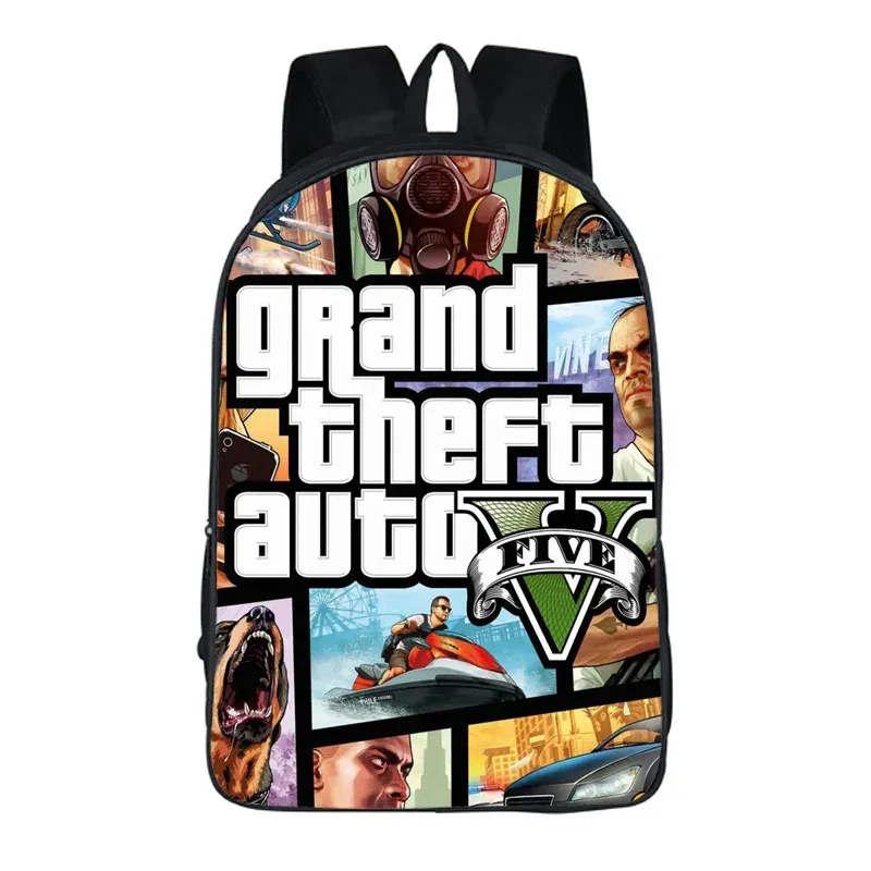 Torby kreskówka Grand Theft Auto GTA5 3D Backpack School Bag Book Bag Messenger Messenger Childing Child