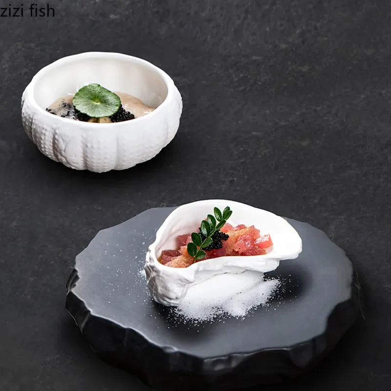 Irregular Shape Ceramic Seasoning Plate Solid Color Cutlery Dinner Plates Simple Restaurant Soup Basin Spice Dish 240415