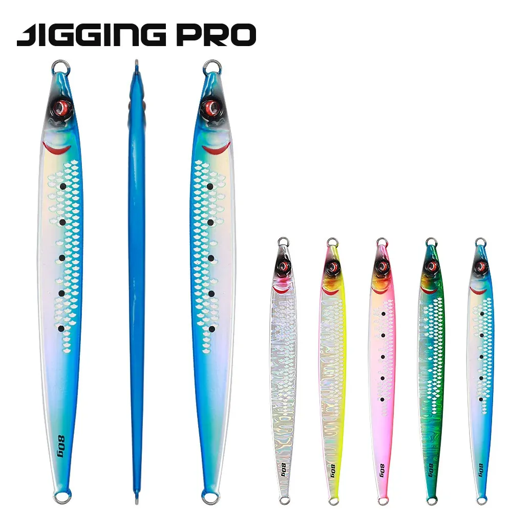 JiggingPro 40G 60G 80G 100g Sardine Slider Jigging Lure UV revêtement en métal coulé Ligtin de pêche de pêche 240407