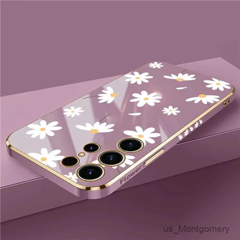 Cell Phone Cases S23 Ultra Flower Plating Lens Protection Phone Case For Galaxy S22 S21 Plus S20 fe S10 NOTE 10 8 9 Silicone Cover