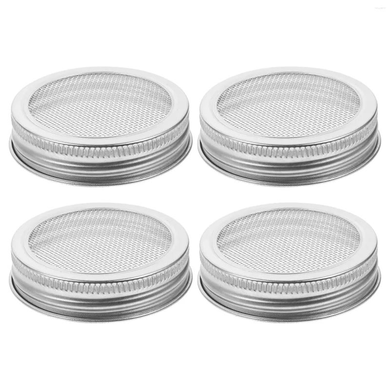 Dinware 4 PCS Mason Jar Sprout -deksels Sprouting Spouts Maker Cover Mesh roestvrijstalen zeef vervanging