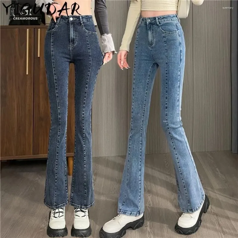 Les jeans pour femmes Stretch Slim High Taist Slimming Boot Cut pour les femmes Spring and Automne Toldal Bottoms Extension Y2K