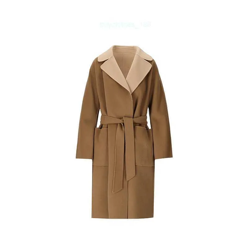 Brand Coat Women Coat Designer Coat Weekend Max Maras Womens Waist Tied Long Sleeved Double-sided Coat