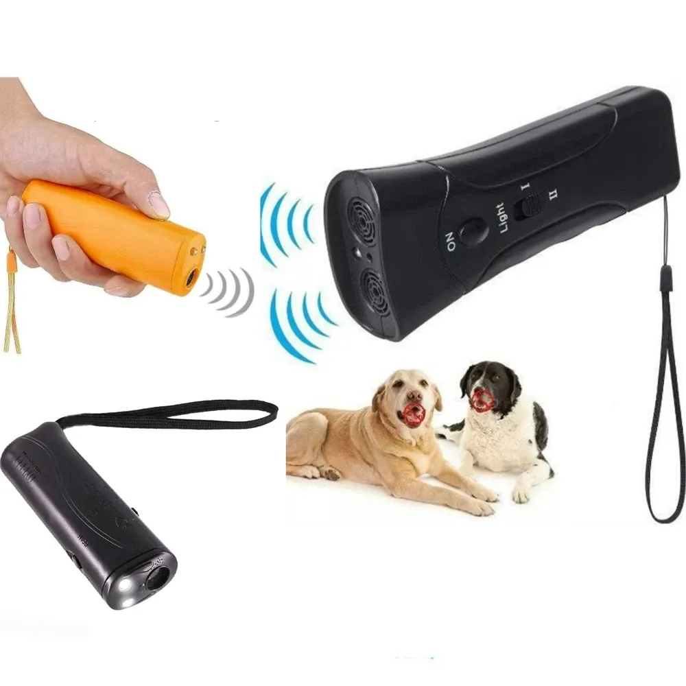 Deterrents Ultrasonic Anti Barking Equipment Lightweight with LED Flashlight Dog Training Device Portable Plastic for Pet Training Supplies