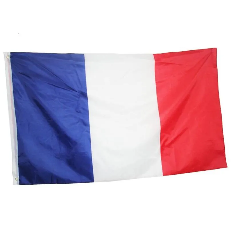 Banner Flags 50pcs 90x150 cm Flagante de Francia Poliéster europeo con 2 arandelas de latón para colgar a National French y pancartas DHTDL