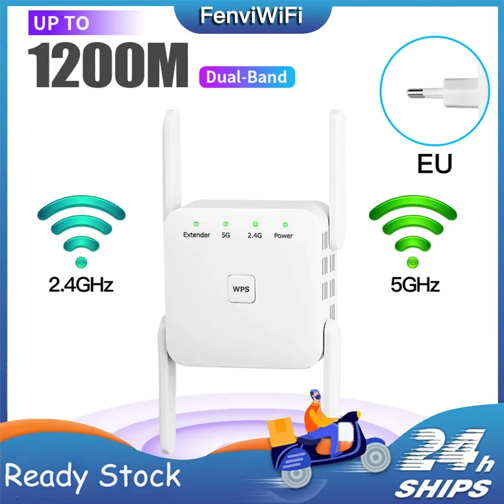 Routers 5G Wifi Repeater 2.4G/5Ghz WiFi Extender 1200Mbps WiFi Router Amplifier WiFi Booster 802.11N WiFi Long Range Signal Repiter