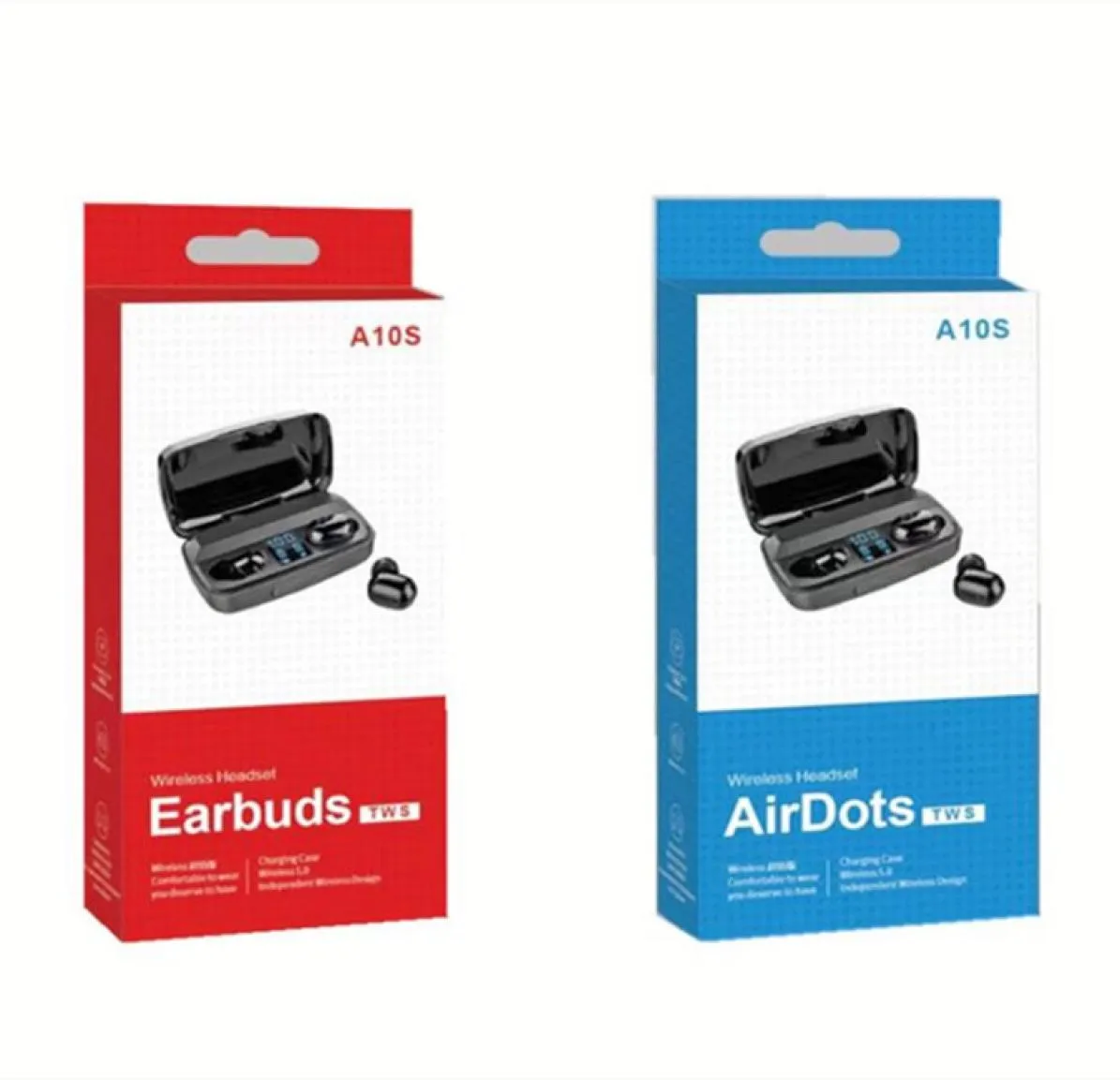 Écouteurs d'écouteurs sans fil A10S TWS Bluetooth 50 Tactile Contrôle d'affichage de casque Power Stéréo Écouteurs Casque 1800mAh Prise en charge pour 7698694