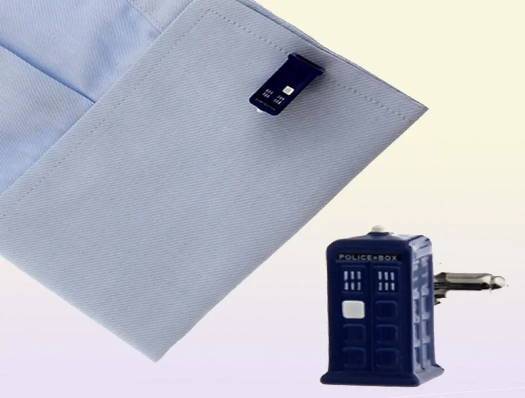 Doctor Who 3d Police Box gemella per gemelli in rame per pezzi di nozze per camicia per i padri regali per la giornata di gioielli da uomo Links S9110003