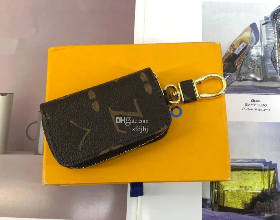 3A -Qualität Luxus -Design tragbarer Schlüssel P0uch Wallet Classic Man/Women Coin -Geldbeutel Kettenbeutel mit Staubbeutel und Geschenkbox -Auto -Schleusen Braune Gitter