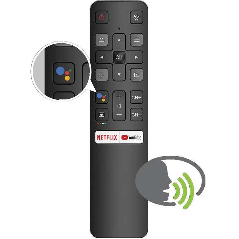 Controllo Nuovo voce originale RC802V FNR1 Remoto Control per TCL Android 4K Smart TV Netflix YouTube 49p30fs 65p8s 55C715 49S6800 43S434