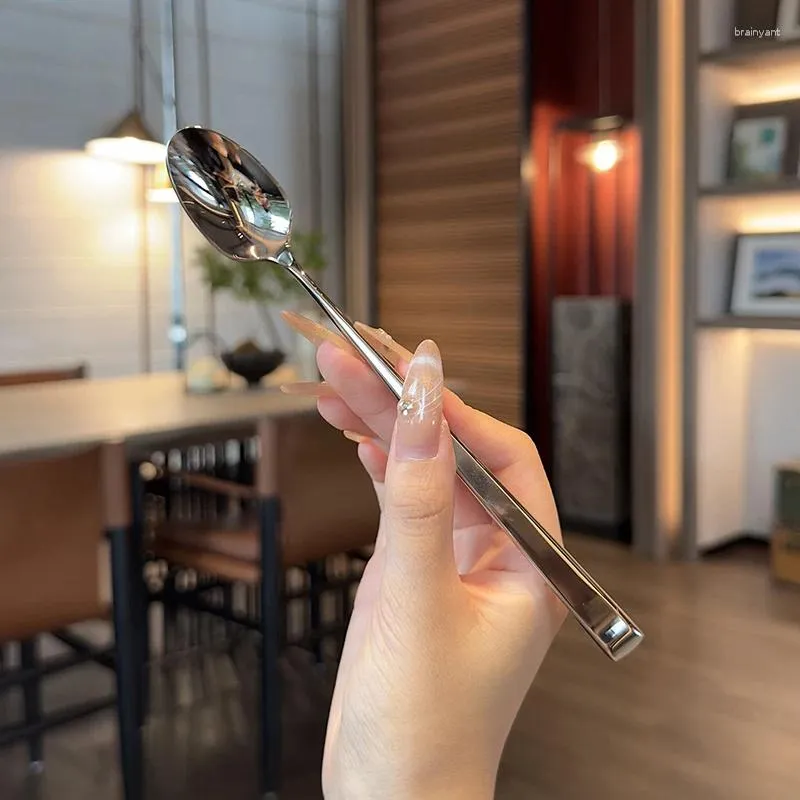 Кофе Scoops из нержавеющей стали ложки корейская длинная ручка с уселением прибухание к домашнему ужину.