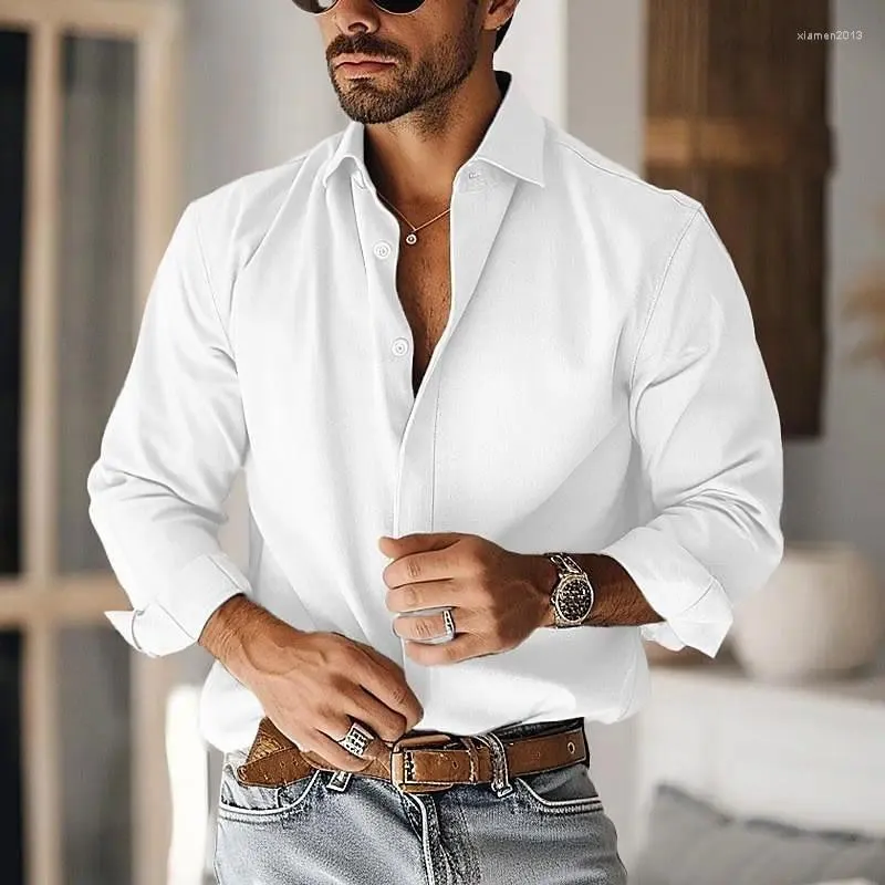 2024 Spring Casual Collared Shirts Simple Solid Color Buttoned Turn Down Collar For Leisure And Fashion From Xiamen2013 28.7 DHgate.Com