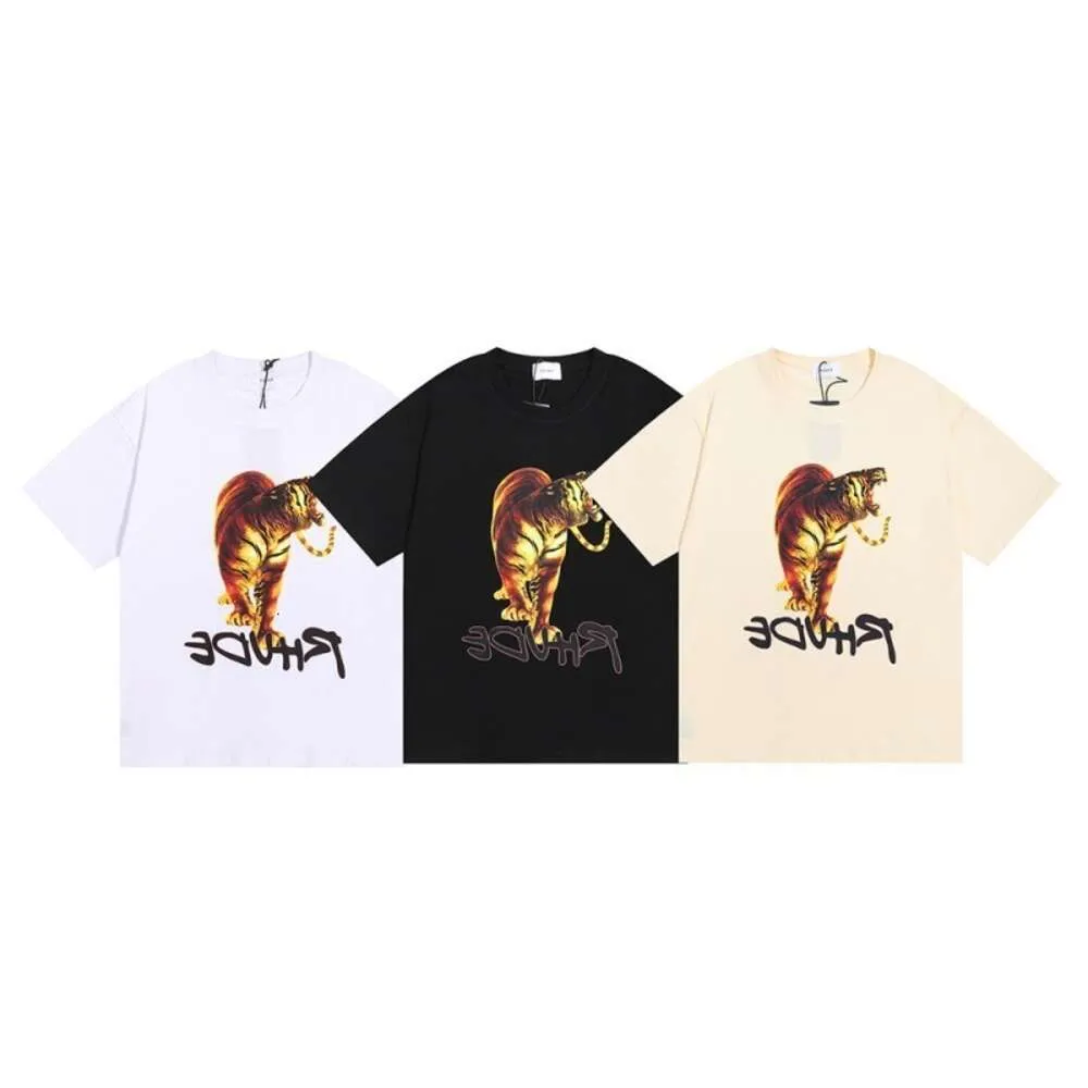 Summer Rhude Tshirt Mała moda Los Angeles Rhude Tiger HD Print T-shirt z krótkim rękawem marka mody Mens Womens Lose Undercoat T-shirt