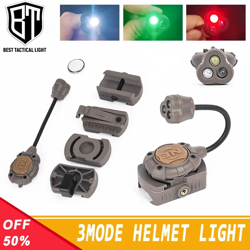 Casques wadsn tactical AirSoft MPLS CASHET STROBE LUMIÈRE 3 MODE LED Blanc Rouge Green Fast Fast Casque lampe de chasse