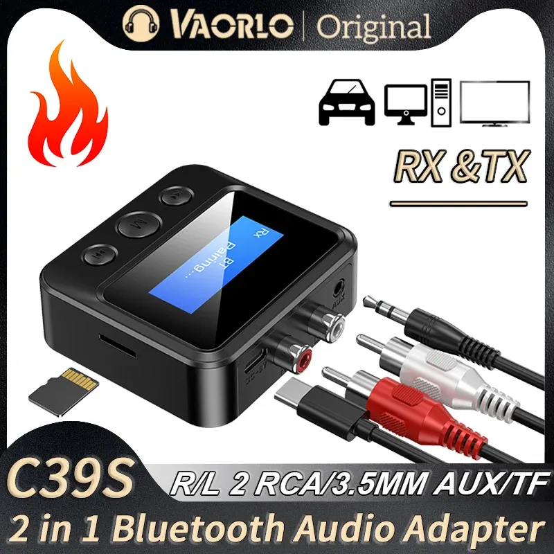 Adapter Bluetooth 5.0 Odbiornik nadajnika audio Wyświetlacz LCD RCA 3,5 mm Aux USB Dongle STEREO BEZPESURE DGNEO dla słuchawek telewizji samochodowej