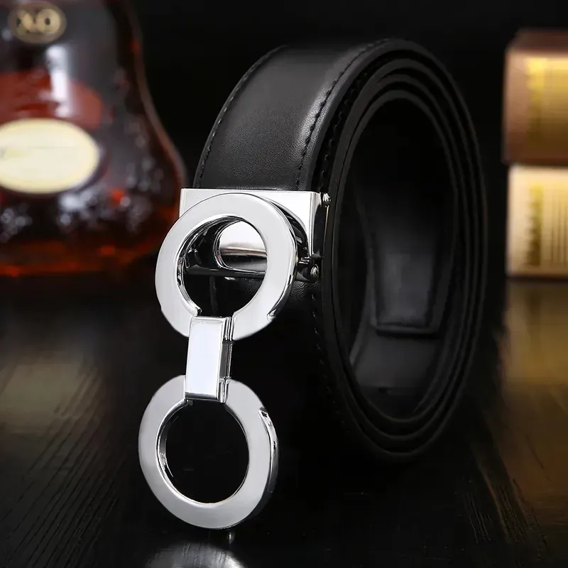 Men designer belt with reversible buckle black waistband for  display picture 3