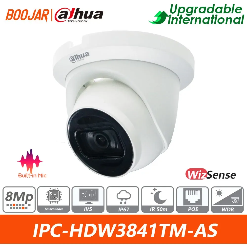 Lens Dahua Original IPCHDW3841TMAS 8MP IR Fixed Focal Eyeball WizSense Network Camera AI Intelligent Detection Builtin Mic