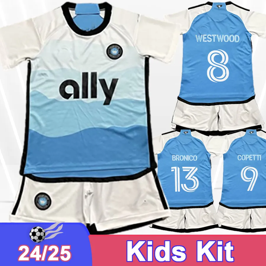 24 25 Charlotte FC Kids Kit Soccer Jerseys Tuiloma Westwood Dejaegere Byrne Joao Pedro Bingham Home Football Root