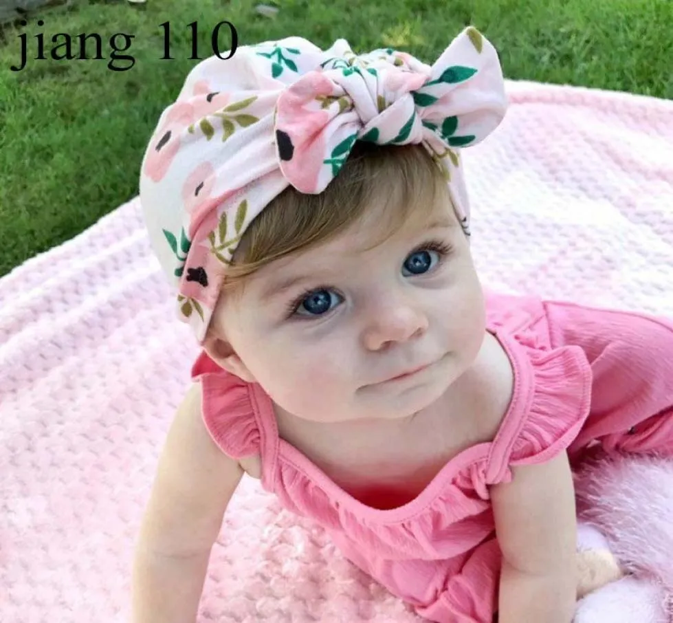 New Europe US Baby Hats Hats Bunny Ear Caps Turban Węzca Głowa Infant Kids Hats Hats Uszy Okładka Child Floral Print Beanie H5409439392