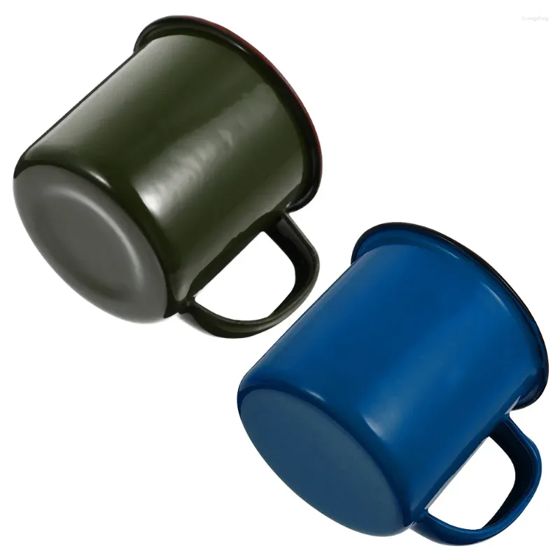 Tazas 2 pcs tazas de esmalte de color beber tazas de agua de vidrio tazas de té creativa decoración de viajes cerveza