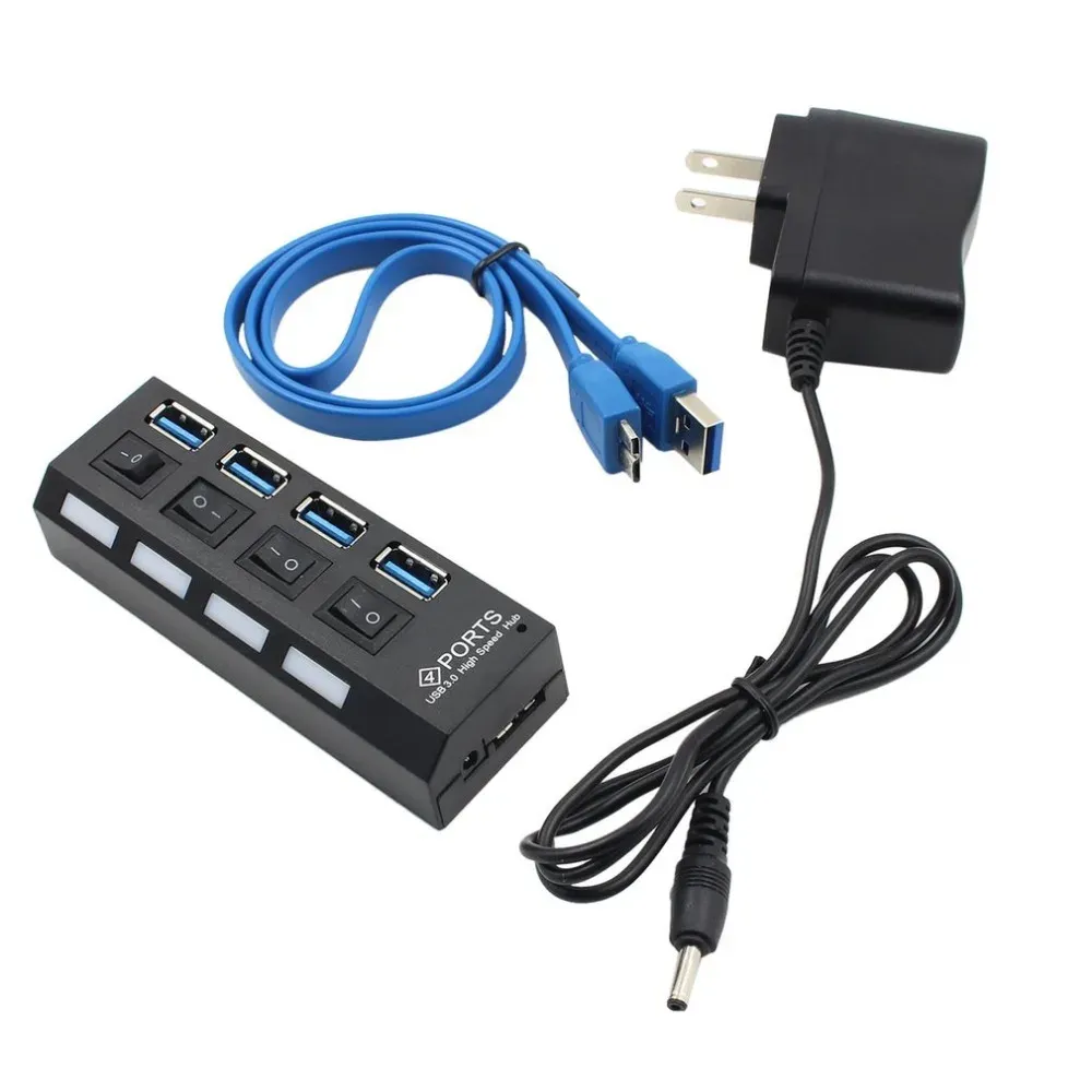 Hubs nieuwste USB Hub High Speed USB Hub 3.0 met afzonderlijke vier poorten compact lichtgewicht vermogensadapterhub met voeding