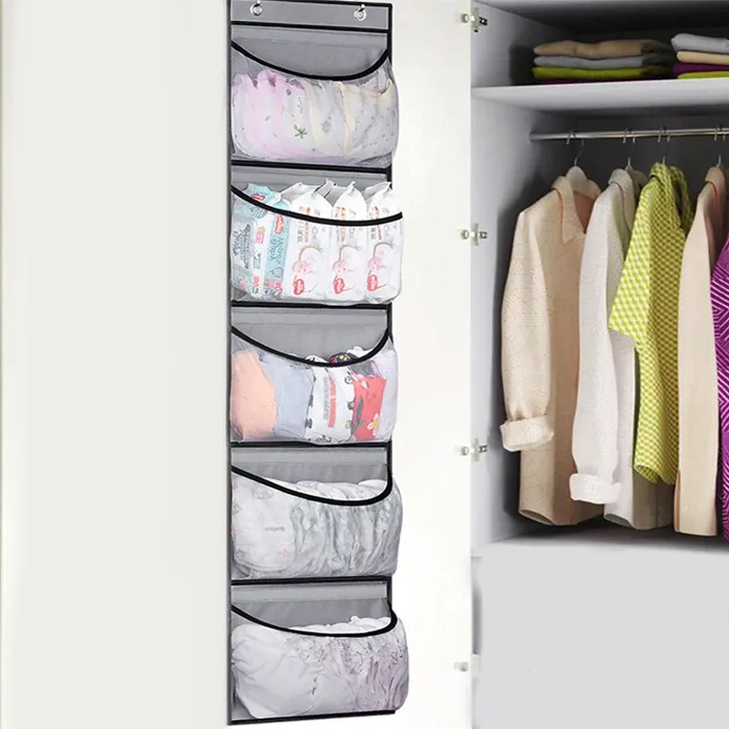 Taschen 5 Gitter Taschen Hängende Türlager für Schrank Multi funktionaler Stoff Snack Unterwäsche Schuhe Aufbewahrung für Badezimmer