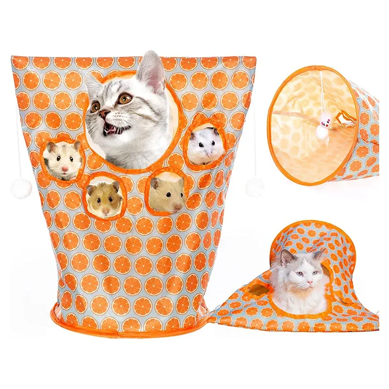 Toys Cat Drill Bags Pet Toys Bird Hedgehog Orange Pattern Cat Drill Bags Cat Tunnels Voice Payment Household Products Pet Supplies