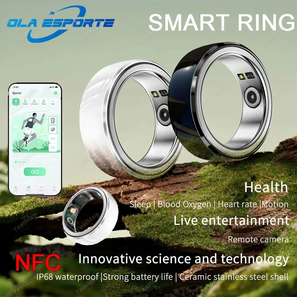 NFC Fitness Tracker Smart Ring Sleep Pedometer Blood Oxygen Smart Ring IPX8 Vattentät för Health Heart Monitor Smart Rings 240414