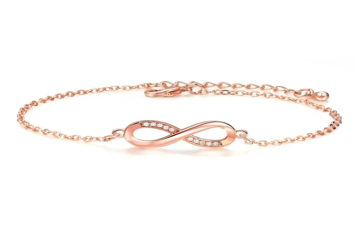 Armband armband för kvinnor populära silverfärgsfärgar oändlig kärlek infinity kubik zirkoniume rosguld mode smycken1544325