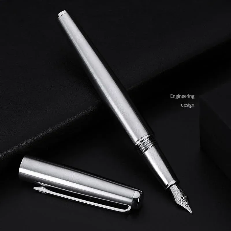 Pennor Hongdian 517S Metal Fountain Pen Silver Clip Ink Pen Iridium Extra Fin 0,4 mm/fin 0,5 mm NIB Office School Supplies Stationery