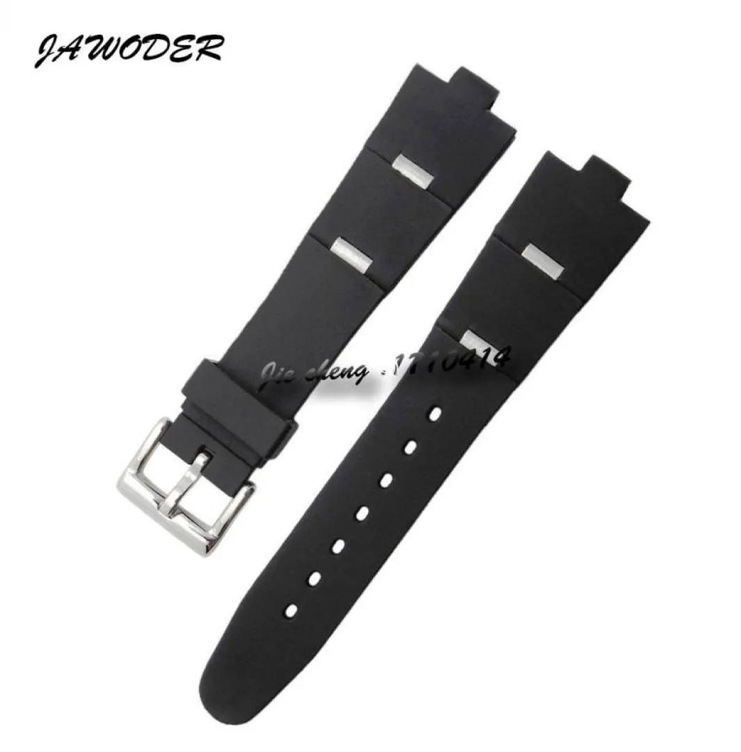 JAWODER Watchband 22 24mm X 8mm Men Women Watch Bands Black Diving Silicone Rubber Stainless Steel Silver Pin Buckle Strap For D2837579