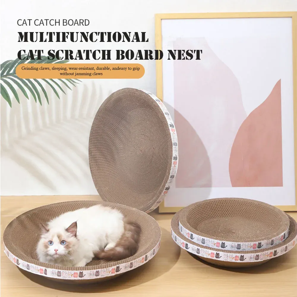 Toys Cat Toys Pet Scratching Board Korrugerad kartong Bowl Pad Cats Scratcher Toy Oval Slevering Claw Toys för Cat Bed Accessories