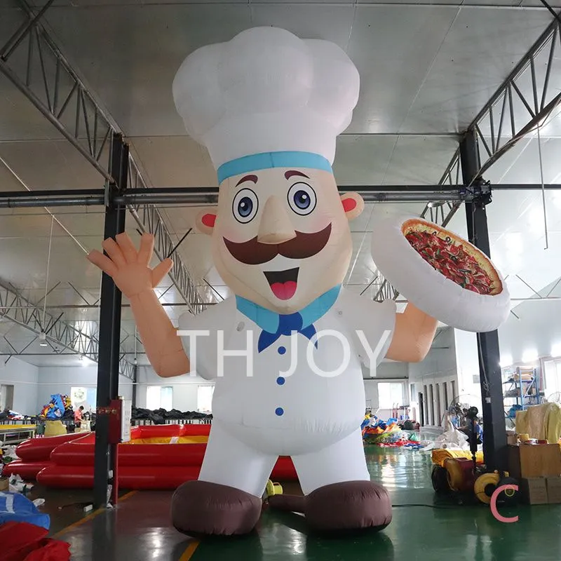 Hurtowa bezpłatna wysyłka zajęcia na świeżym powietrzu 8m 26ft Model reklamowy nadmuchiwany kucharz kucharz z pizzą, nowy nadmuchiwany balon szef kuchni