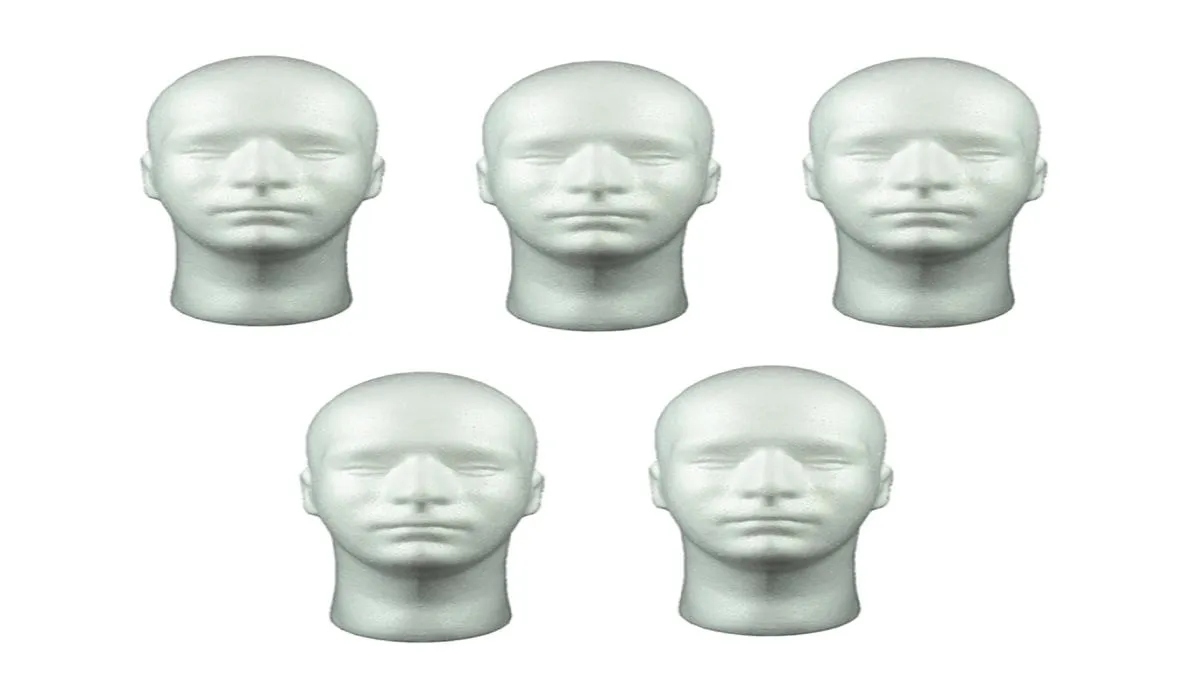 5 Pack 20quot Male Styrofoam Foam Mannequin Manikin Head Wig Display Hat Glasses3220621