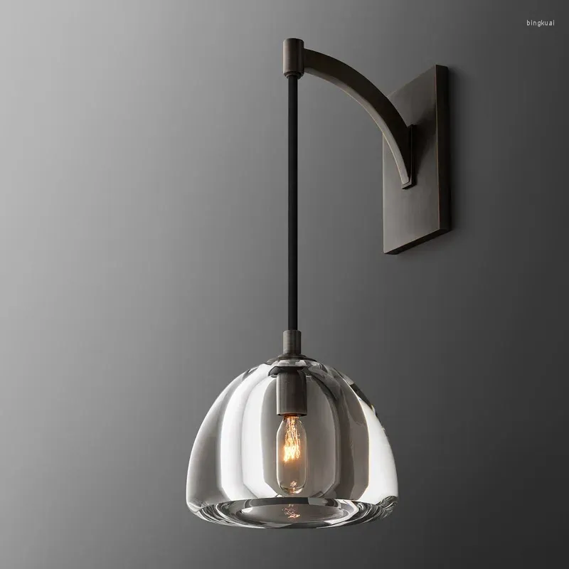 Lampa ścienna American Modern Design Indoor Metal Glass Ball Light Jadal Room Villa Sypialnia Koryta nocna luksus Dekorat sconce