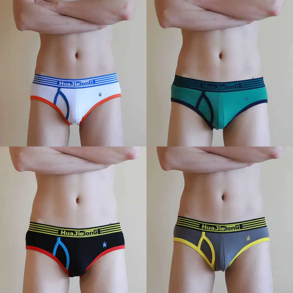 Briefs d'entrejambe solides ouverts hommes Coton Sexy Sous-vêtements masculin us