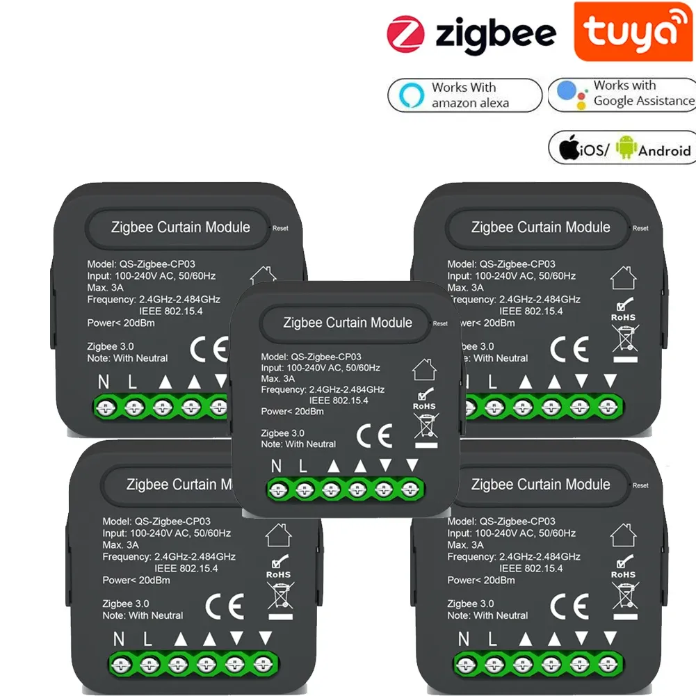 Kontroll QSZIGBEE/WIFICP03 TUYA ZIGBEE/WIFI Gardin Switch Module för rullgardinbindningar Motor Smart Home Google Home Alexa Control