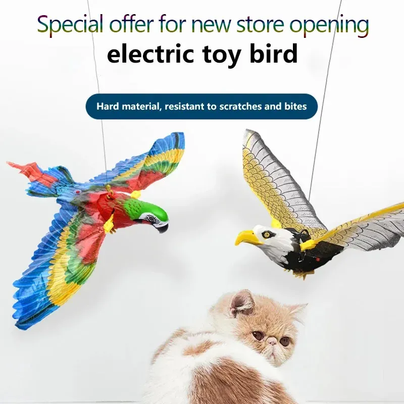 Toys Simulation Bird Interactive Cat Toys Elektrische Hänge Eaggl fliegender Vogel Katze spielerische Katzenstick Kratzer Öffnung Bevorzugung