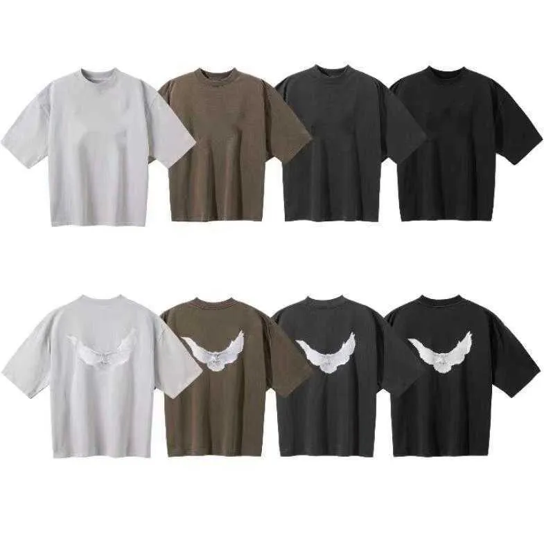 Designer Classic Wests T-shirt à trois partis Joint Peace Dove Lavage imprimé Eau à manches courtes High Street Mens and Womens Tees