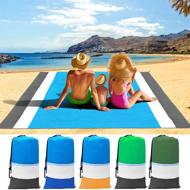 2x21m imperméable Pocket Beach Mat couverture de camping pliant matelas de camping portable léger léger serviette de sable de sable 240422